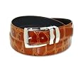 Croc COGNAC BROWN Bonded Leather Belt Silver-Tone Buckle Extra-Long XL