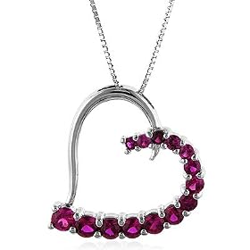 Sterling Silver Ruby Heart Pendant w 18 Chain by Netaya