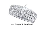 Stunning 14K. White Gold 1.00 Ctw Diamond Bridal Ring With Marquee Center Stone