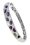 14K White Gold Diamond and Black and White Mother of Pearl Bangle