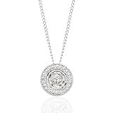 ELEGANT ROUND DIAMOND 14K WHITE GOLD PENDANT silver graphics