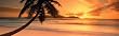 Palm Tree Sunset Tropical Beach Poster Print 12x36