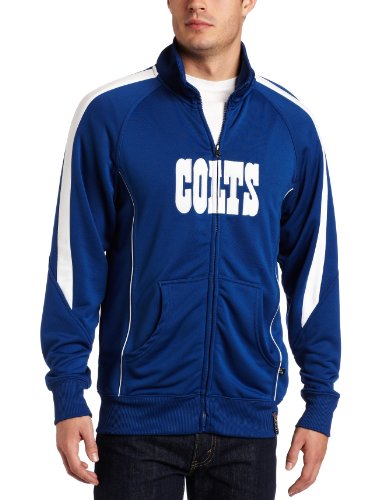 NFL Men's Indianapolis Colts Tailgate Time Track Adult Long Sleeve Full Zip Track Jacket (Stadium Blue/White, Large)
