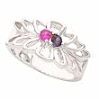 14K White Gold Mother's Ring - 2 Gemstone -- YOU CHOOSE THE COLORS!