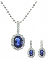 925 Sterling Silver Women Earrings + Pendant with Cubic Zirconia/CZ - 46cm*17mm*8mm