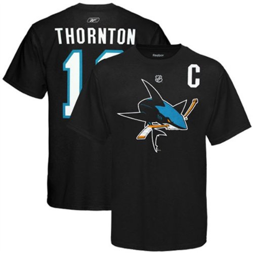 San Jose Sharks Joe Thornton Captain Reebok Player Jersey T-Shirt (Large)