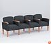 Fabric Four Seater with Center Arms Perk Auburn Fabric/ Cherry Finish