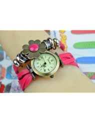 Single Detail Page Misc: Fashion Vintage Weave Synthetic Leather Bracelet Floral Quartz Wrist Watch for Lady Women - Product & Service Trustible Inc.