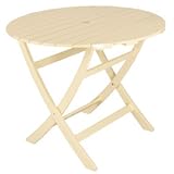 WILLIAMSBURG English Garden Folding Table 36 EUCALYPTUS WOOD Ivory White, Umbrella Hole, Chairs SOLD SEPARATELY