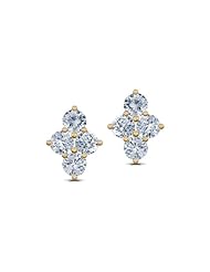 Diamond(2 Ct, H, VVS2, Round), 18K Yellow gold Four Stone Stud Earrings