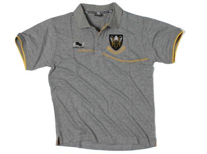 Northampton Saints Players Media Rugby Polo Shirt Grey - size XL