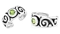 Round Cut Peridot Adjustable Toe/Pinky Ring Oxidized Sterling Silver