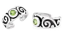 Round Cut Peridot Adjustable Toe/Pinky Ring Oxidized Sterling Silver