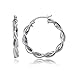 Hoops & Loops 925 Sterling Silver Twisted Hoop Earrings for Women, Silver/Gold/Rose Gold 3mm Twist Hypoallergenic Hoop Earrings 15/20/25/30/35/40mm