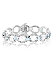 1.53 Cts Diamond & 8.45 Cts Aquamarine Bracelet in 14K White Gold