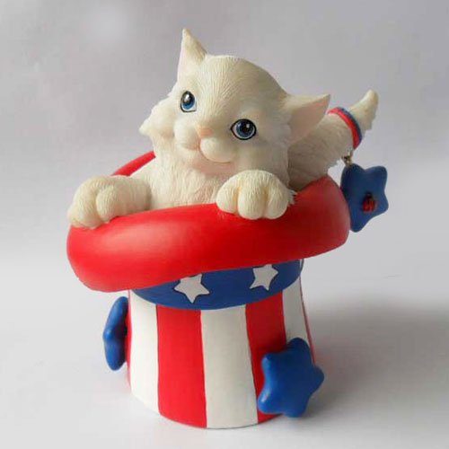 Enesco Charming Purrsonalities Purrfectly Patriotic Figurine, 3-3/4-Inch