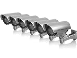 Hootoo Outdoor / Indoor Waterproof FAKE / DUMMY SECURITY CAMERA w/ Blinking Light (silver) (6 PACK)
