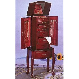 Deluxe Mahogany Finished Jewelry Armoire