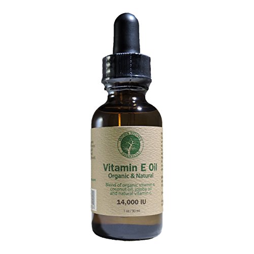 Vitamin E Oil 100% Organic & Natural Highest Quality USDA Organic Vitamin E Oil (d-alpha-tocopherol) + Organic Coconut Oil + USDA Organic Jojoba + 100% Natural Vitamin C. Free of Soy/Wheat/Rice Bran.