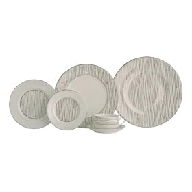 Thomas O'Brien Tilden Lace Platinum 5 Piece Fine Bone China Dinnerware Set