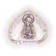 Sacred Heart of Jesus Pewter table stand on transparent pressed Glass (7cm or 2.8 iinches high).