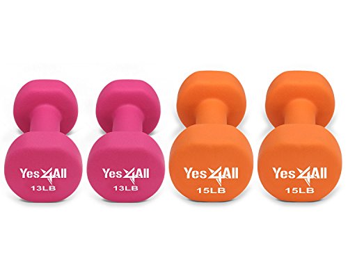 Neoprene dumbbells set of 2-pair: 13 and 15 lbs (56 lbs total) - ²DPGNZ