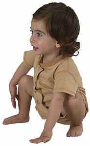 Organic Rib 1x1 Cotton Short Sleeve Romper (3-6m, Wheat)