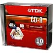 TDK CD-R80M10 CD-R Data 80 Minute, 700MB, 32x (10-Pack with Slim Jewel Case)