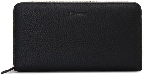 Mavees Mens Extra Capacity Leather Wallet Zipper Purse MA-0698