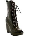 Sam Edelman dark brown leather lace-up wedge boots