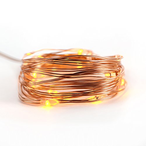 Copper Wire Lights Strings, LTROP 16ft 50 LED Battery Powered Starry String Lights, Ambiance Lighting Décor Rope Light for Outdoor, Garden, Home, Party, Christmas (Battery Not Included)- Warm White