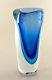 Glass Vase Blue Sommerso Beautiful 100% Handblown Art X467
