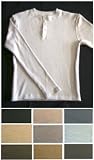 Mens Long Sleeve Henley Waffle with contrast Stitching. 9 Colors Sizes M-XXL. Ladies can wear this, too!!