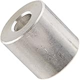 Round Spacer, Aluminum, Plain Finish, #10 Screw Size, 1/2" OD, 0.192" ID, 1/2" Length (Pack of 5)