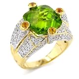 18K YG 126 1TCW Diamond-Peridot-Yellow Sapphire Ring