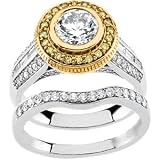 14K Two Tone Gold Diamond Semi Mount Engagement Ring