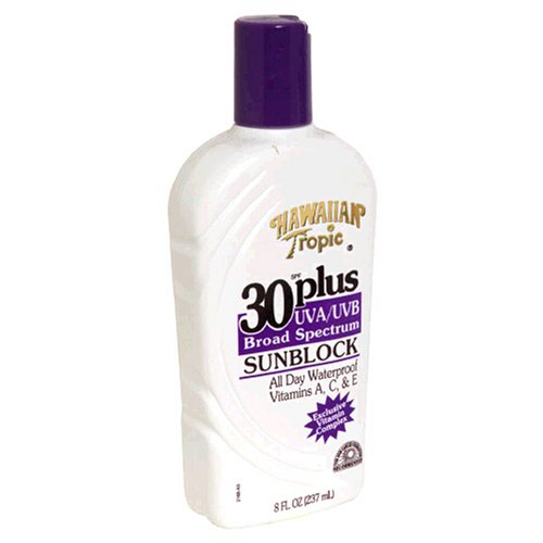 Hawaiian Tropic Sunblock, All Day Waterproof, SPF 30 Plus 8 fl oz (237 ml)