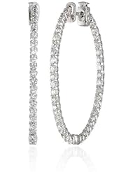 14kt White Gold Diamond Inside and Outside Lucida Set Oval Hoops, 3 Cttw (H-I Color, SI2-I1 Clarity)