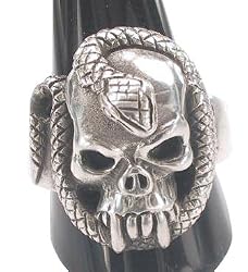 Snake Skull Head Bone Serpent Pewter Ring