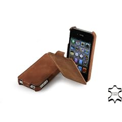 Stilgut exklusive Ledertasche UltraSlim f�r Apple iPhone 4/ 4s aufklappbar aus echtem Leder - Vintage