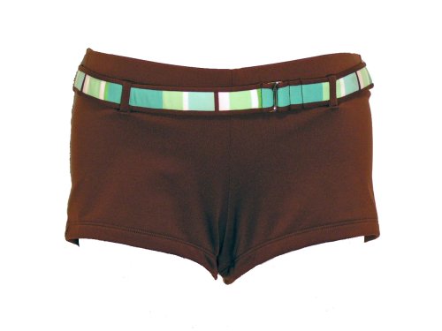 Jag Brown Boyleg Bikini Bottom w/ Striped Belt (Small)
