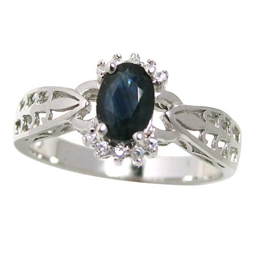 1.0ct Genuine Natural Sapphire Gemstone and Diamond 10k White Gold Ring (Limited Edition)