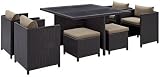 UPC 848387039684 product image for LexMod 9 Piece Inverse Outdoor Patio Dining Set, Espresso Mocha | upcitemdb.com