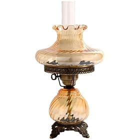 Amber Tamoshanta Swirl Night Light Hurricane Table Lamp