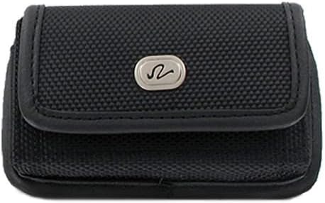 Huawei Ascend G600, Ascend G615 G 615, Ascend P1 LTE, Ascend P2, Ascend P7 mini Heavy Duty Nylon Material, Strong Metal Belt Clip,[Rugged Series] Black Carrying Cell Phone Case (Perfect Fits with Silicone Case or Snap on Case,Bumber Case, Thin Protective Case On It)-{The Horizontal Design}