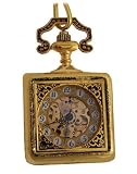 Pocket Watch Wind up Square Gold Tone