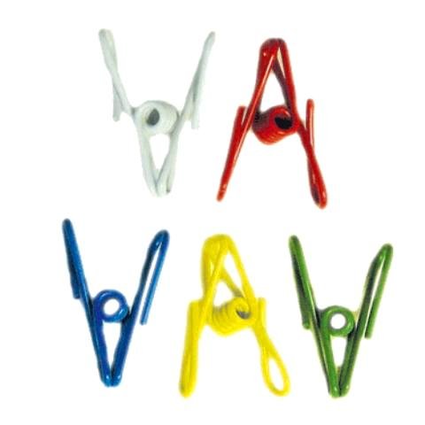 Set ot 25 PVC-Coated 2 Steel Wire Clips - Five Bright Colors
