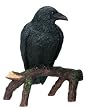 Raven on Tree Branch Figurine - Cold Cast Resin - 6.25'' Height