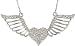 Trendy Crystal Embellished Heart with Open Flying Angel Wings Silver Plated Necklace