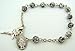 Oxidized Silver 6MM Rosebud Prayer Bead 7 3/4-inch Miraculous Rosary Bracelet